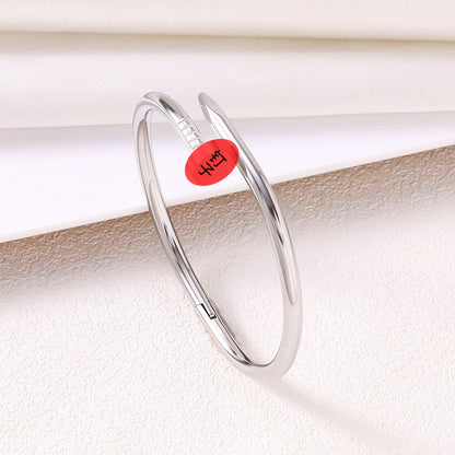 Cross-Border Hot-Selling Fashion Titanium Steel Bracelet, Gold Color That Won'T Fade, Classic Jade Style, Smooth Nail-Shaped Clasp, Stainless Steel